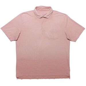 PETER MILLAR Short Sleeve Polo Shirt Seaside Wash‎ Coral Orange Striped XL